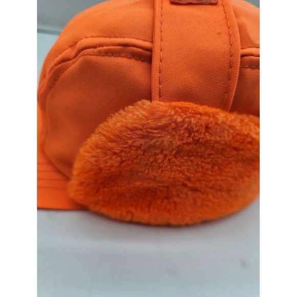 Vintage Made in USA Trooper Winter Trapper Hat Orange with Flaps Hunting - Picture 6 of 12
